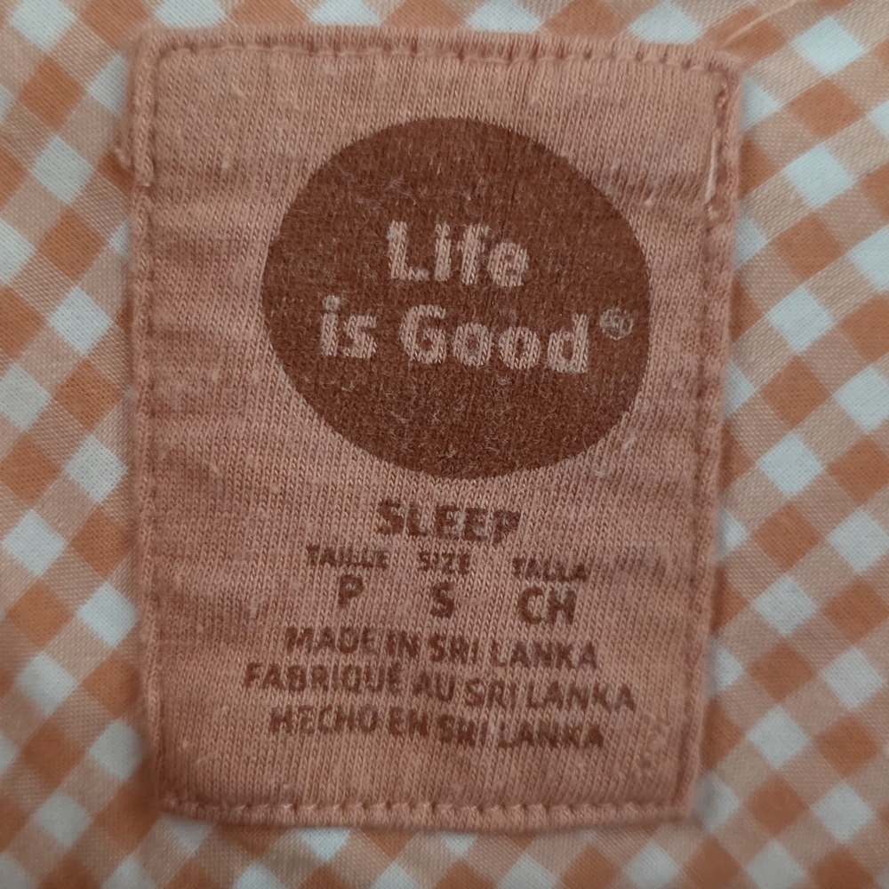 🍁Life is Good Peach Gingham Popover Tunic Shirt “Love What You Love” Size Small - Picture 3 of 11